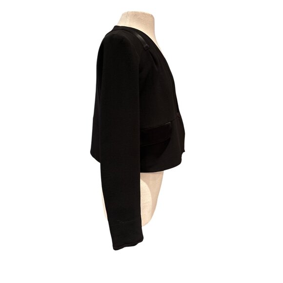 Liith Black Cropped Wrap-Style Blazer With Satin Trim & Single Button Closure - Picture 4 of 10